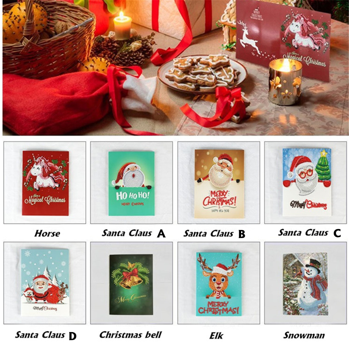 Rhinestones Christmas Cards Xmas Card 5D Diamond Painting Greeting Postcards Rhinestones Christmas Cards Xmas Card 5D Diamond Painting Greeting Postcards